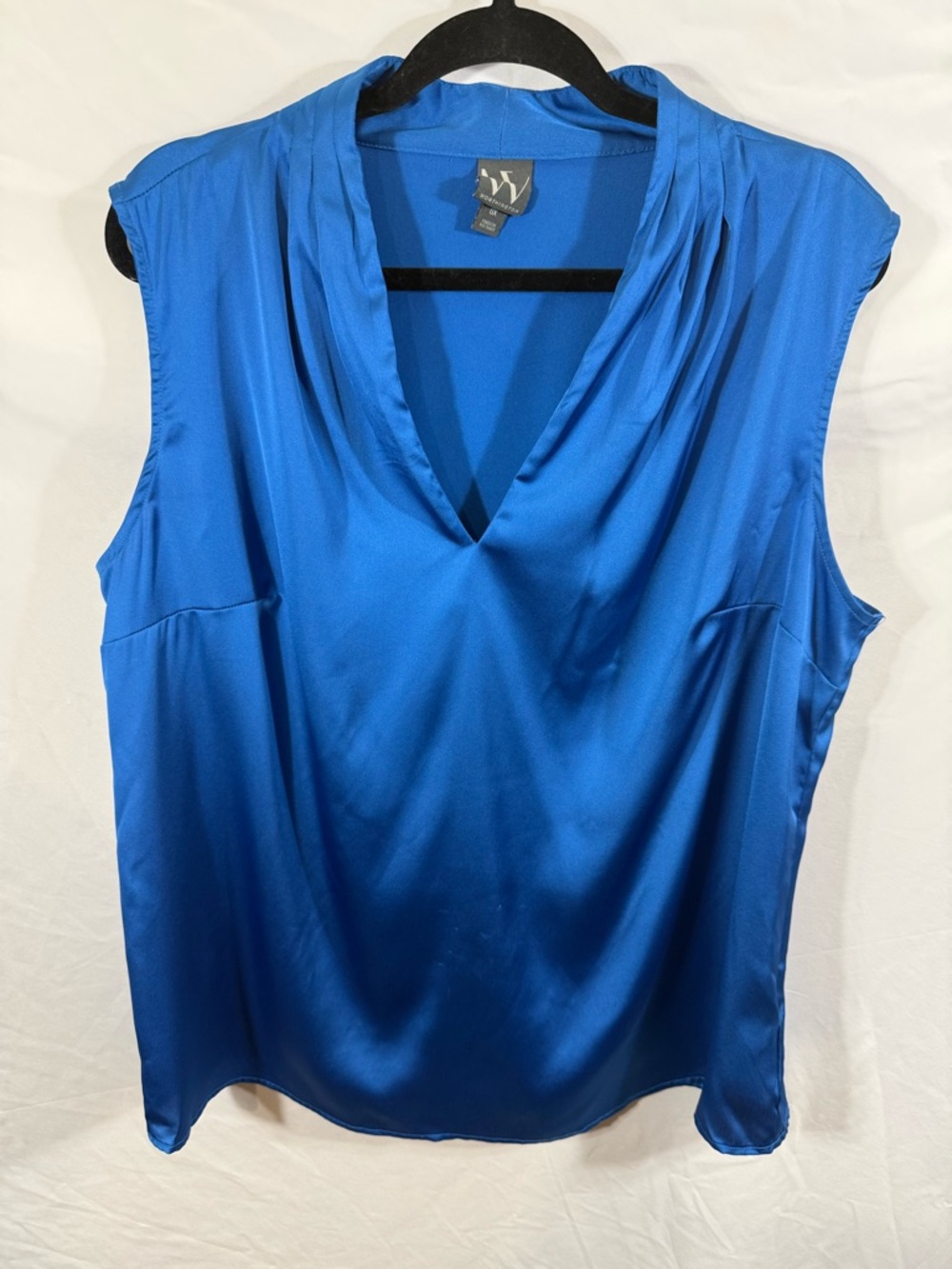Worthington Sleeveless V-Neck Satin-Like Cobalt Blue Camisole